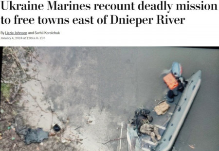 "Řeka smrti" - Washington Post píše o obrovských ztrátách ukrajinských mariňáků při pokusech udržet předmostí v Krynkách.
