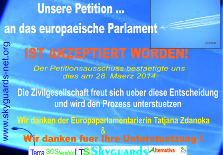 Evropské volby květen 2014 – otevřený dopis kandidátům do EP, požadující vysvětlení chemtrailsových postřiků z letadel