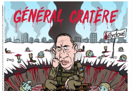 Francouzský satirický časopis Charlie Hebdo "oslavuje" jmenování nového vrchního velitele ukrajinské armády Syrského.